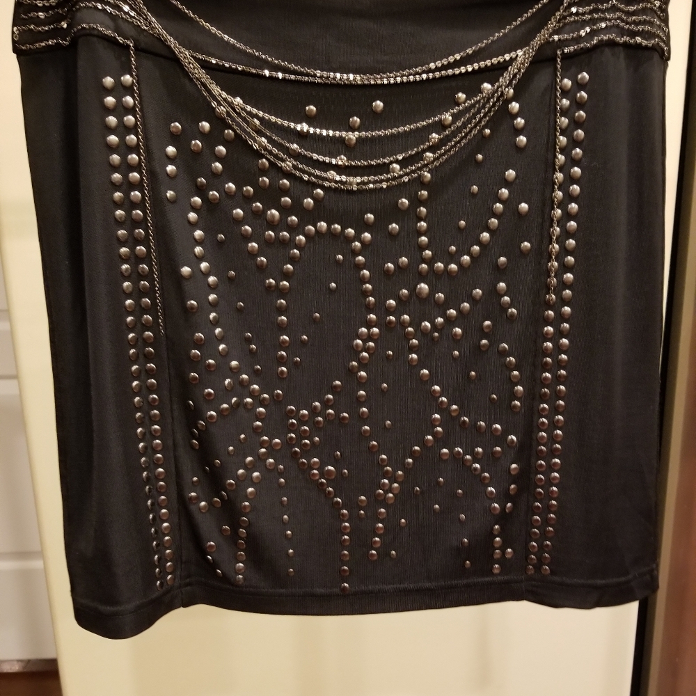 Black Short Knit  Skirt With Grommets